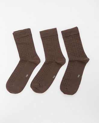 Носки хлопковые ТОД 20015 коричневые (3 шт)